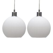 Set of 2 White Ribbed Glass