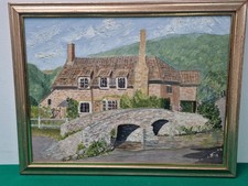 Framed 1991 Packhorse Bridge Allerton Somerset Oil on Board Painting by Warren