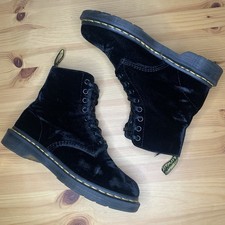 Dr Martens 1460 Pascal Black Soft Crushed Velvet Ankle Boots Size 5 UK