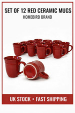 Set of 12 Red Coffee Mugs