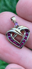 9ct gold on stering silver ruby heart pendant