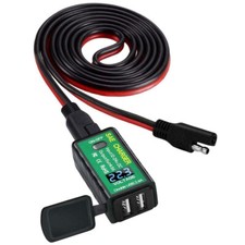 Waterproof Motorcycle SAE to 2USB Charger Port Voltmeter Adapter For GPS Phone