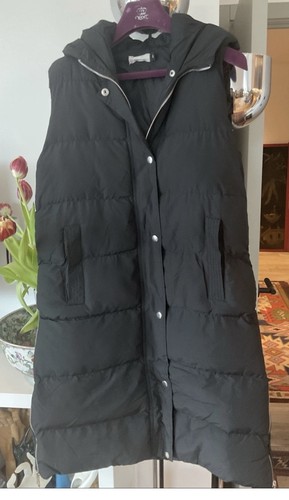 Long black gilet - black, puffa