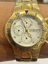 Mens Zeitner aquagraph Gold  Plated Timeless Peace Mother Pearl Face 