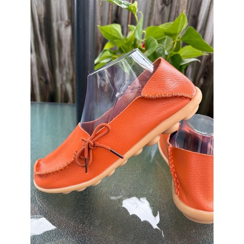 Socofy orange leather loafers - socofy,