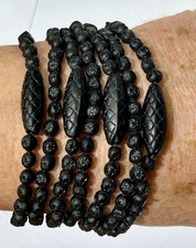Stunning Unique WHITBY JET  Bracelet Mourning Beads Goth Festival