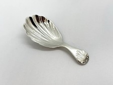 Antique Victorian Solid Sterling Silver Tea Caddy Spoon  - Scallop shell pattern