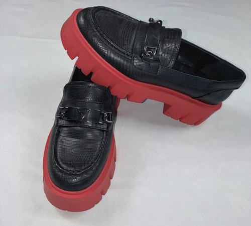 Guess black chunky loafers - loafers, red