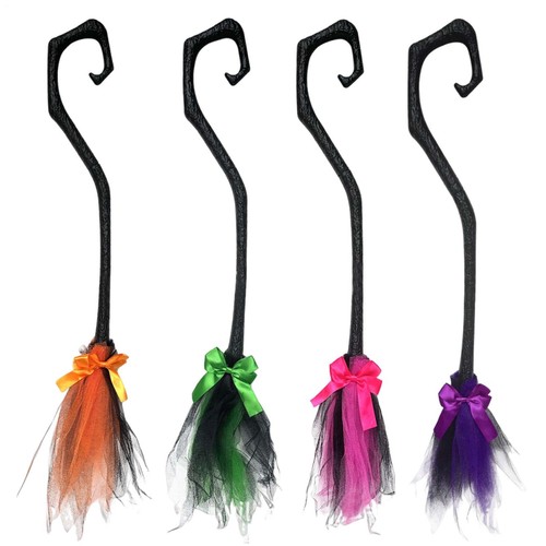Halloween witch broom - witch, ribbon