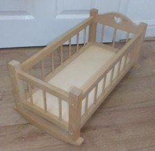 DOLLS WOODEN ROCKING BED COT CRIB Fits Up to 46cm 18" Doll