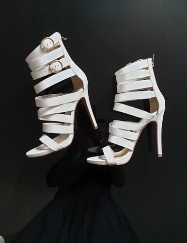 White leather high heel - leather,