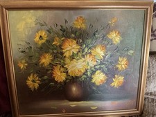 Arthur Jones Welsh  Artist Floral Stil Life Oil Framed Signed C 1980