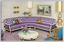 Louis XV Revival Purple Sofa Eclectic 1960s Furniture Interior Design Postcard