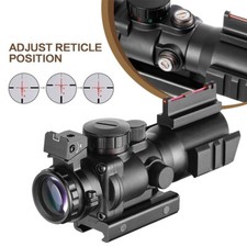 Tactical 4x32 Red/Green/Blue illuminated Scope & Fiber Optic Dot Sight 20mm Rail