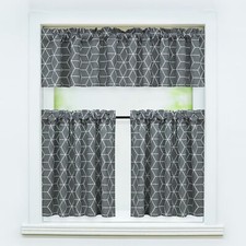 Short Curtains Kitchen Cafe Tier Net Curtains Set Valance Window Drape Blind