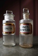 2 Chemist Bottles Apothecary Glass Antique