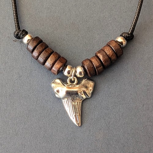 Silver shark tooth necklace - silver,