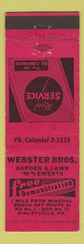 Matchbook cover webster bros - -,