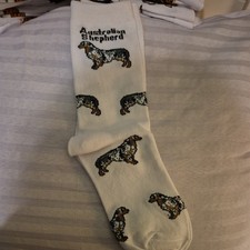 Australian Shepherd Socks  White Size UK Adult 5-11 Cute Dog 
