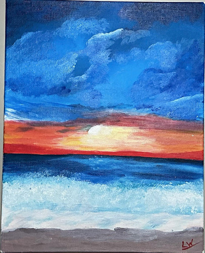 Original seascape sunset ocean - original,