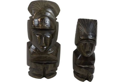 Aztec obsidian stone statues - aztec,