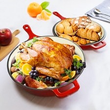 10" Red Enamel Cast Iron
