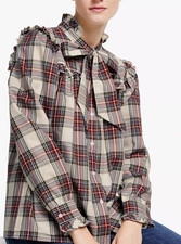 Barbour Alexachung Alexa Chung Checked Bella Shirt Red UK 12 38 S/O ASO Royal