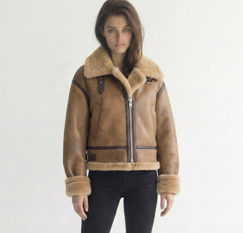 Women brown shearling - brown,