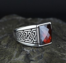 925 men silver minimal garnet - men,