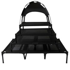 Elevated Dog Bed Pet Raised Camping Cot Indoor Outdoor Mesh with Canopy Cover