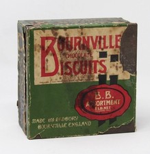 Vintage Bournville Cadbury Chocolate Biscuit 1 LB Advertising Tin - Paper Label