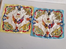 2 x coronation 1953 handkerchiefs