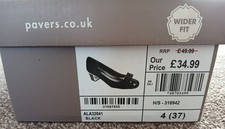 PAVERS BLACK WIDE FIT LADIES SHOES SIZE 4/37, BRAND NEW, NEVER WORN.