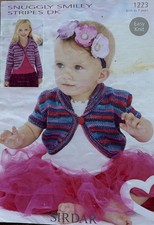 Sirdar Snuggly Smiley Stripes DK Pattern 1223 Girl’s Cardigans Size birth -7yr