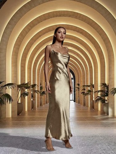 Emily metallic goldmaxi dress - emily,