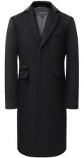 Mens Black Overcoat 70% Wool &