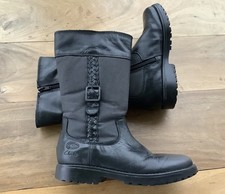 Clarks Goretex Black Leather Knee Boots Girls Size 1 H School / Casual