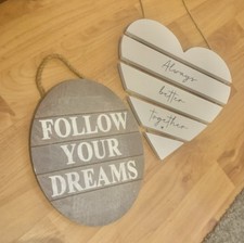 2 x Wooden Hanging Wall Art. Love. Rustic. Home Decor.