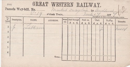 Railway parcels way - way, bill