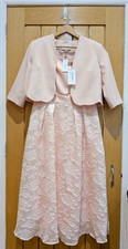 Coast Blush Pink Bardot Neck Embroidered Midi Dress With Matching Jacket Size 12