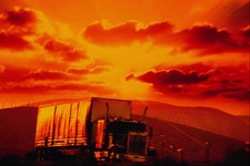 699013 Semi truck And Sunset California A4 Photo Texture Print