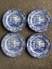 Set Of 4 Spode Italian Blue & White Side Plates