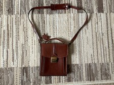 Brown leather small crossbody bag with key