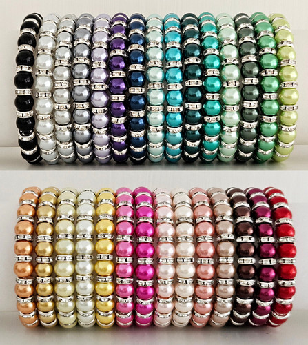 Elastic glass pearl silver - pearl, &