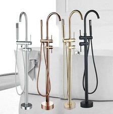 Freestanding Bath Taps Filler Floor Mount Handshower Bathroom Mixer Tap 2-Handle