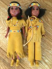 Native American Indian Toy Dolls 'Leather- Feel' Clothes Beads Baby Bow Arrow