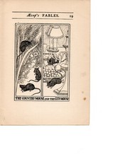 AESOP'S FABLE PRINT "COUNTRY MOUSE & CITY MOUSE"  by Percy J. Billinghurst 1922