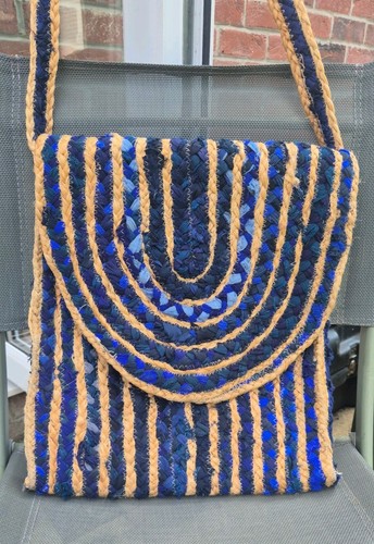 Handwoven blue and straw - blue,