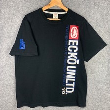 Ecko UNLTD Y2K Graphic Spellout Logo Graffiti Hip Hop T-shirt Tee Black XL