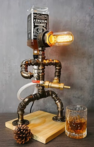 Steampunk robot bar lamp - bar,